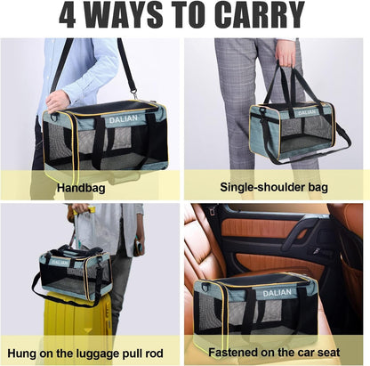 Large Size Soft-Sided Mesh Travel Pet Carrier Airline Approved up to 25 Pounds