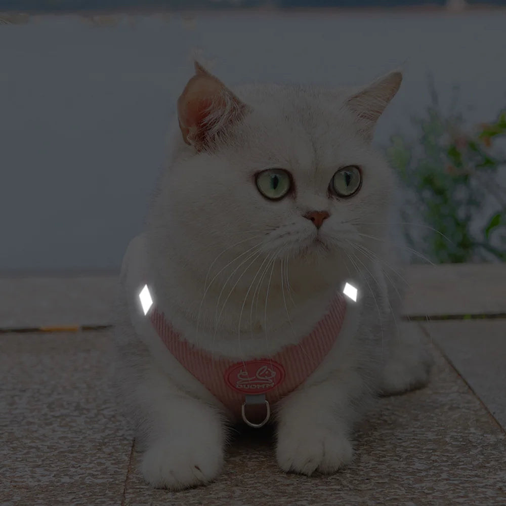 Rabbit Fur Cat Dog Harness and Leash Set Winter Pet Outdoor Walking Supplies Reflective Adjustable Kitten Puppy Gatos Harnesses