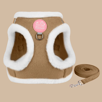 Rabbit Fur Cat Dog Harness and Leash Set Winter Pet Outdoor Walking Supplies Reflective Adjustable Kitten Puppy Gatos Harnesses